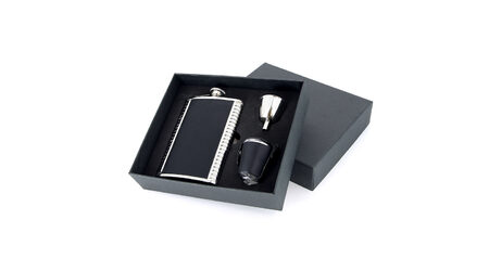 купите Подарочный набор: фляга походная для спиртного S.Quire 1508YGB, 3 стаканчика и воронка в Москве