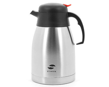 Купите термо-кофейник серебристый c чёрными вставками 1,5 л Stinger hy-cp301-1 в интернет-магазине
