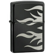 Зажигалка Zippo 24951 Ebony Tattoo Flame (черный глянец с металлическими языками пламени)