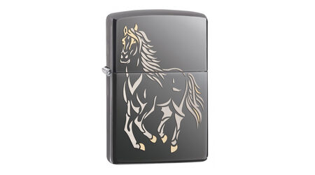 купите Зажигалка Zippo 28645 Running Horse Black Ice (тонированный цирконием зеркальный хром, оксидированный рисунок лошади) в Москве