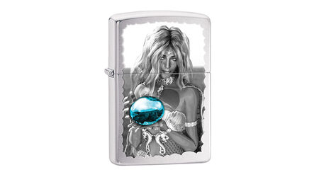 купите Зажигалка Zippo 28651 Mermaid and Blue Orb Brushed Chrome (крупнозернистая шлифовка хрома, рисунок русалки с голубым шаром) в Москве