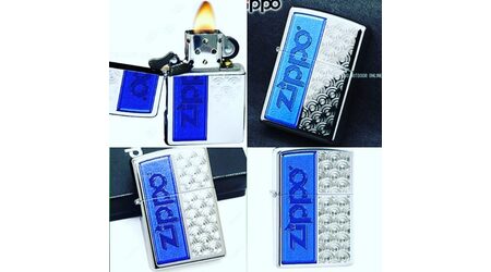 купите Зажигалка Zippo 28658 Blue Swirl with Zippo Logo High Polish Chrome (зеркальный хром, гравированный орнамент, логотип Зиппо) в Москве