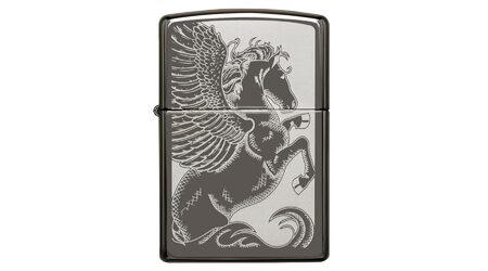 купите Зажигалка Zippo 28802 2-Sided Pegasus Black Ice (тонированный цирконием зеркальный хром, гравировка Пегаса с обеих сторон, орнамент) в Москве